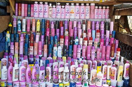 Cosmetics for sale, Jinja market, Uganda